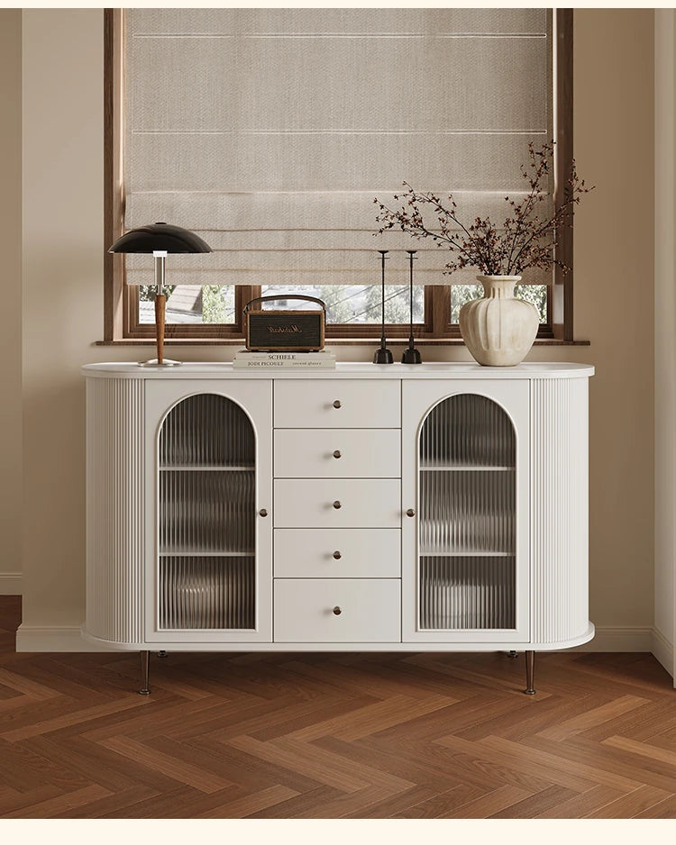 Elegant Solid Wood Cabinet with Glass and Ceramic Accents – Modern Storage Solution for Stylish Interiors hsms-4927