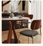 Stylish Solid Wood and Ceramic Sintered Stone Round Dining Table for Modern Interiors hsms-4929