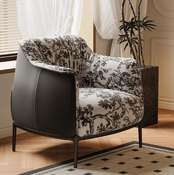 Stylish Pine Techno Fabric Cotton-Ramie Accent Chair for Modern Living Room Decor hsms-4930