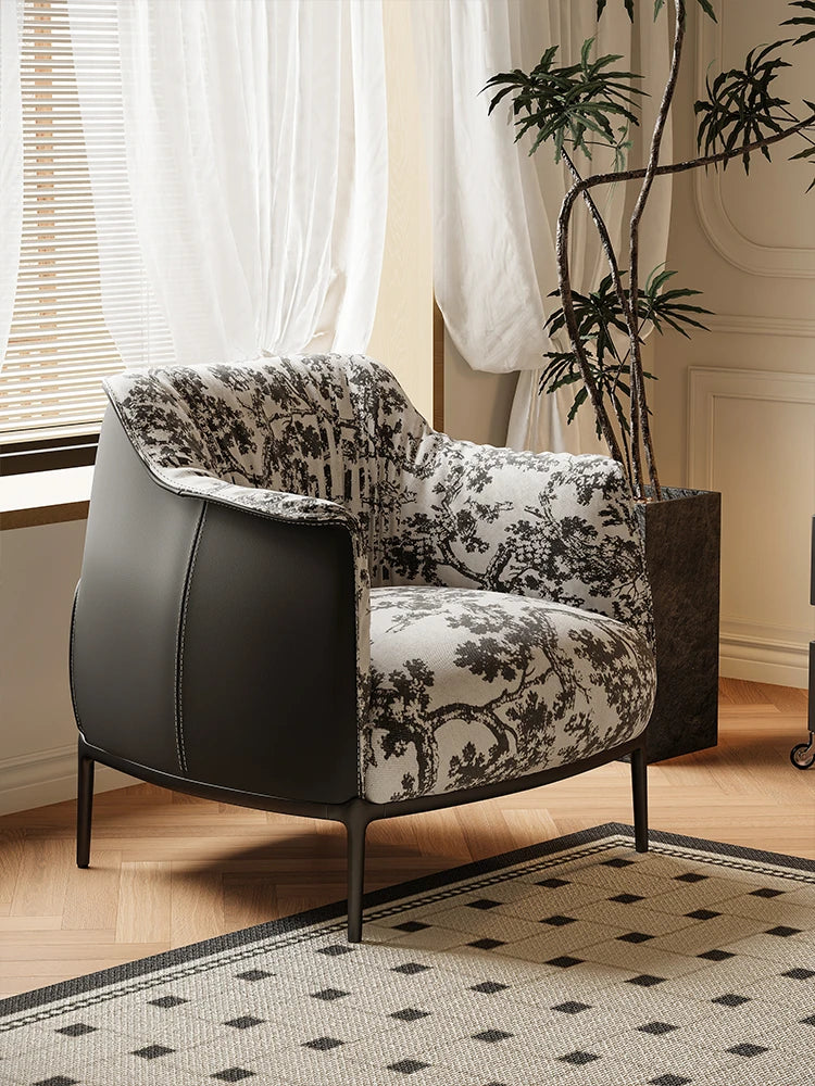 Stylish Pine Techno Fabric Cotton-Ramie Accent Chair for Modern Living Room Decor hsms-4930