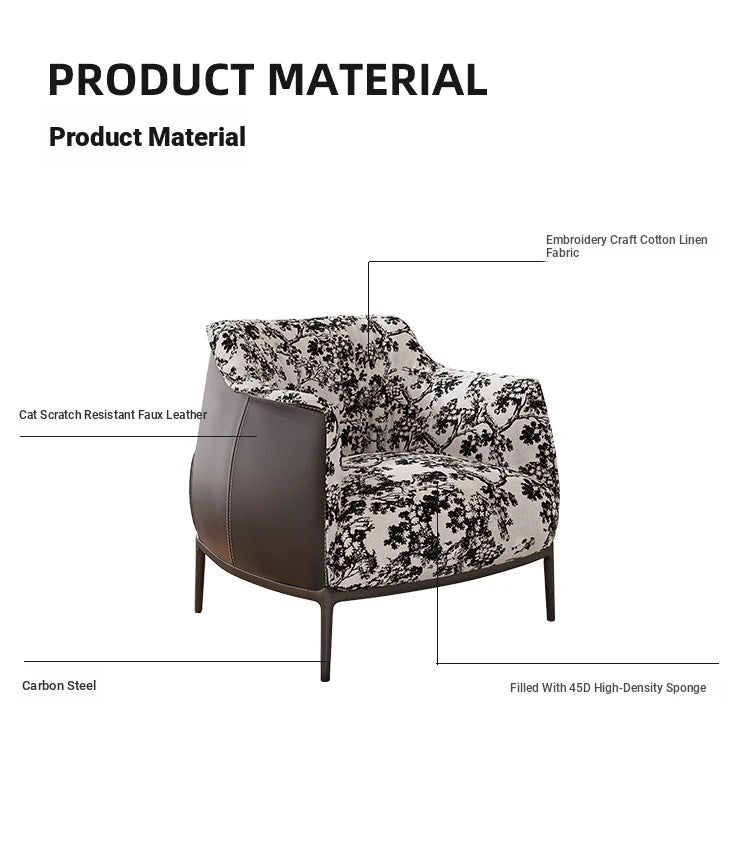 Stylish Pine Techno Fabric Cotton-Ramie Accent Chair for Modern Living Room Decor hsms-4930