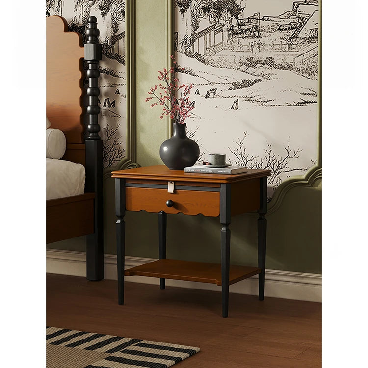 Elegant Solid Wood Bedside Cupboard with Storage Drawer and Bottom Shelf – Perfect for Bedroom Decor hsms-4932