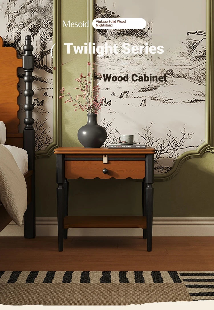 Elegant Solid Wood Bedside Cupboard with Storage Drawer and Bottom Shelf – Perfect for Bedroom Decor hsms-4932