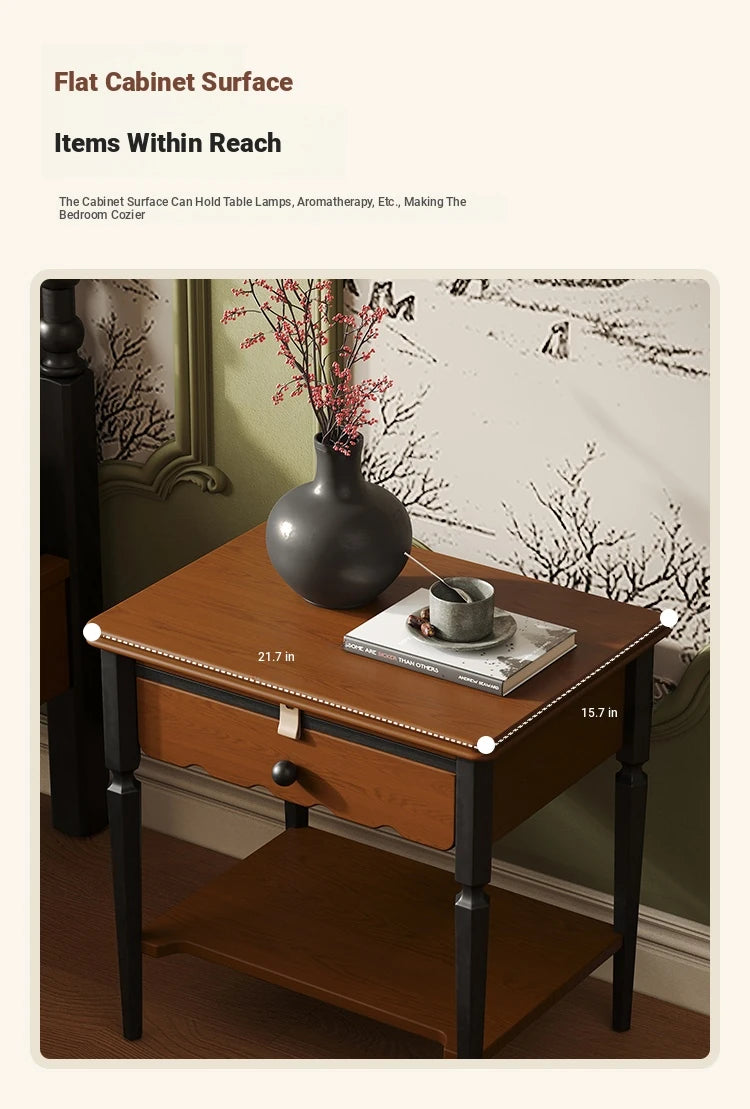 Elegant Solid Wood Bedside Cupboard with Storage Drawer and Bottom Shelf – Perfect for Bedroom Decor hsms-4932