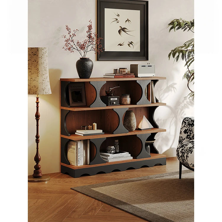 Stylish Multi-Layer Board Cabinet Bookcase - Modern Design with Unique Curved Shelves for Living Room & Home Decor hsms-4933