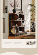 Stylish Multi-Layer Board Cabinet Bookcase - Modern Design with Unique Curved Shelves for Living Room & Home Decor hsms-4933