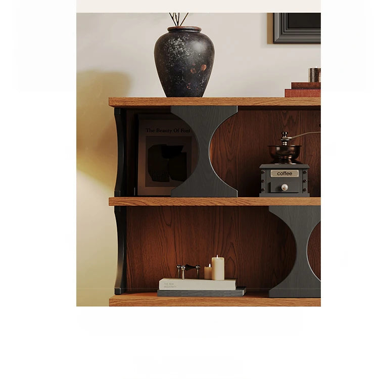 Stylish Multi-Layer Board Cabinet Bookcase - Modern Design with Unique Curved Shelves for Living Room & Home Decor hsms-4933