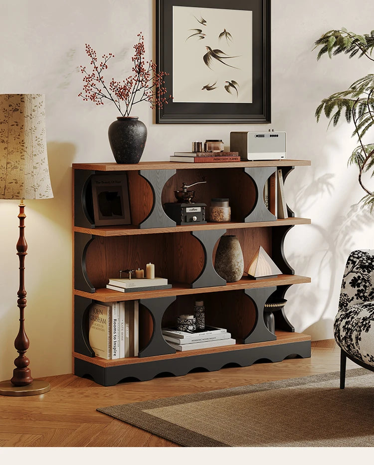 Stylish Multi-Layer Board Cabinet Bookcase - Modern Design with Unique Curved Shelves for Living Room & Home Decor hsms-4933