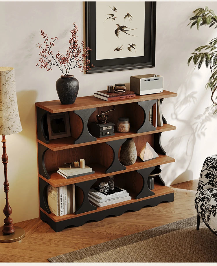 Stylish Multi-Layer Board Cabinet Bookcase - Modern Design with Unique Curved Shelves for Living Room & Home Decor hsms-4933