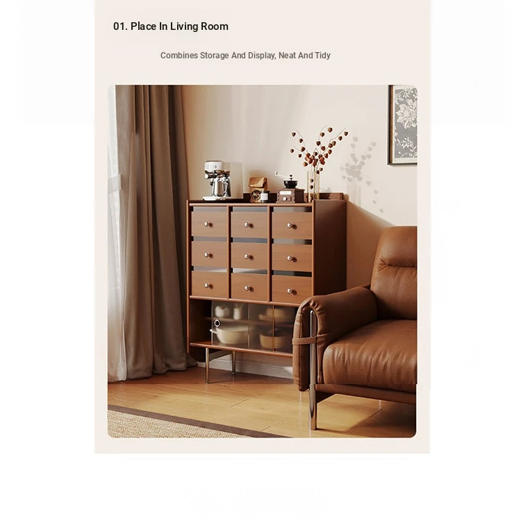 Stylish Solid Wood Cabinet with Tempered Glass Doors - Ideal Storage Solution for Home Decor hsms-4935