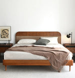 Elegant Solid Wood Bed with Techno Fabric and Red Sandalwood Accents – Stylish Modern Furniture for Your Bedroom hsxz-2156