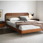 Elegant Solid Wood Bed with Techno Fabric and Red Sandalwood Accents – Stylish Modern Furniture for Your Bedroom hsxz-2156