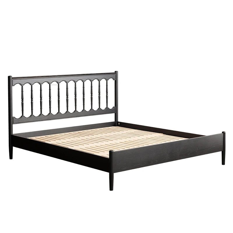 Stylish Red Oak Pine Bed Frame with Elegant Headboard – Perfect Blend of Comfort and Chic Design for Your Bedroom hsxz-2157