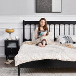 Stylish Red Oak Pine Bed Frame with Elegant Headboard – Perfect Blend of Comfort and Chic Design for Your Bedroom hsxz-2157