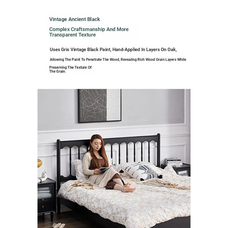 Stylish Red Oak Pine Bed Frame with Elegant Headboard – Perfect Blend of Comfort and Chic Design for Your Bedroom hsxz-2157