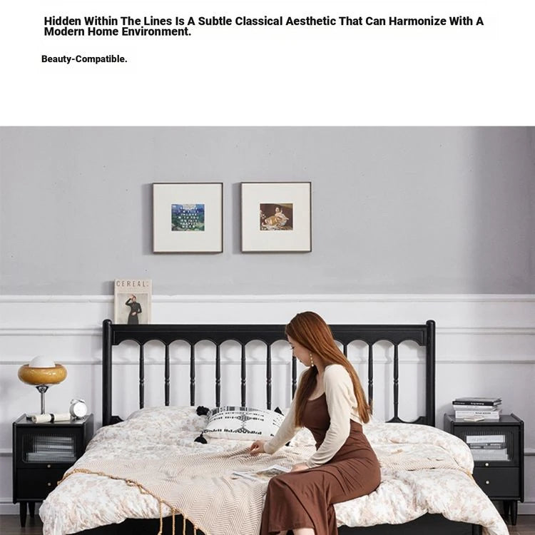 Stylish Red Oak Pine Bed Frame with Elegant Headboard – Perfect Blend of Comfort and Chic Design for Your Bedroom hsxz-2157