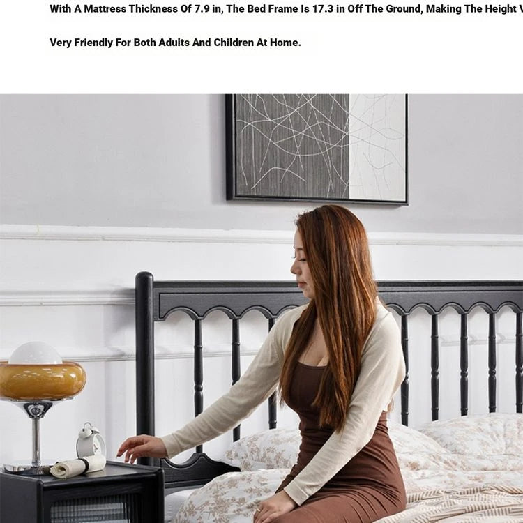 Stylish Red Oak Pine Bed Frame with Elegant Headboard – Perfect Blend of Comfort and Chic Design for Your Bedroom hsxz-2157