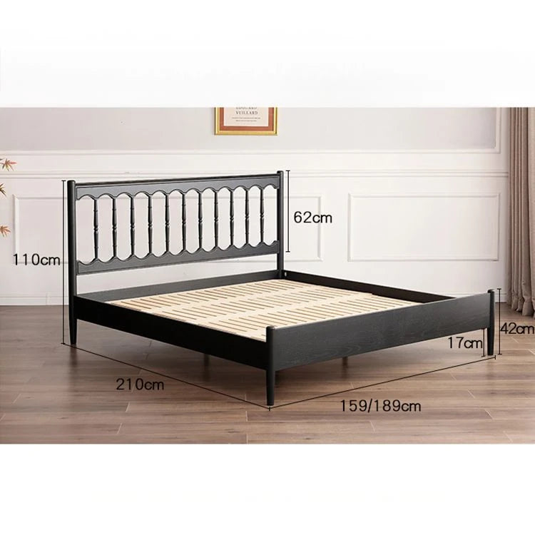 Stylish Red Oak Pine Bed Frame with Elegant Headboard – Perfect Blend of Comfort and Chic Design for Your Bedroom hsxz-2157