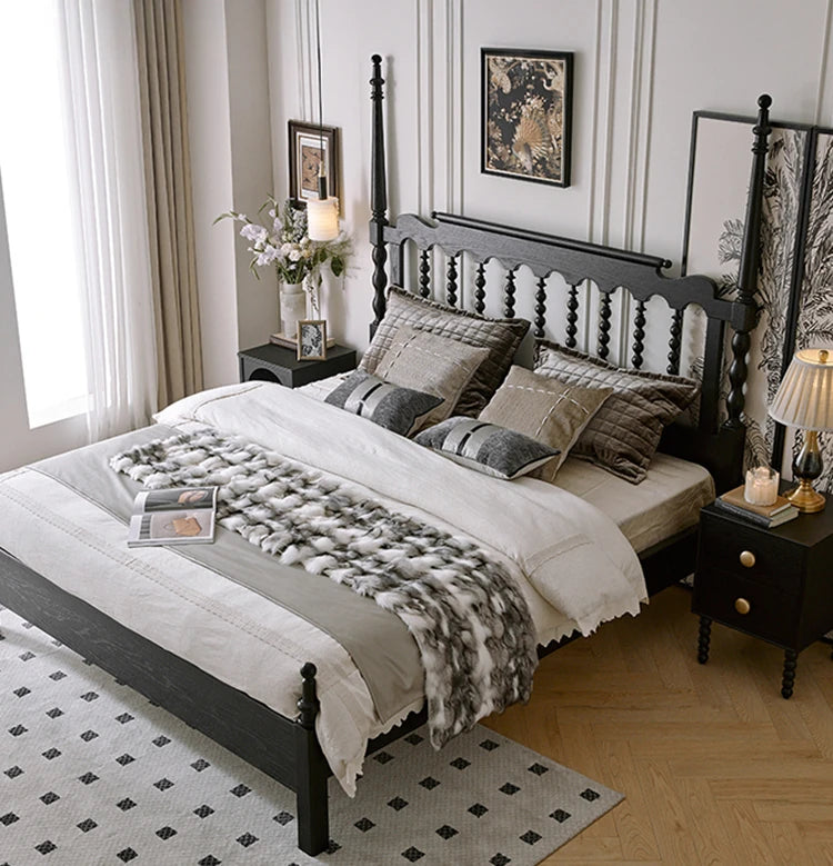 Stylish Red Oak & Pine Bed Frame - Modern Design for Your Bedroom Sanctuary hsxz-2159