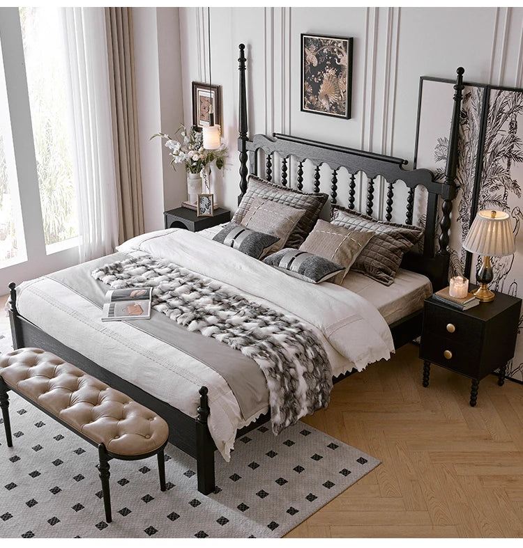 Stylish Red Oak & Pine Bed Frame - Modern Design for Your Bedroom Sanctuary hsxz-2159