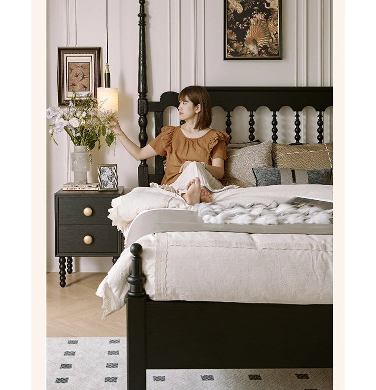 Stylish Red Oak & Pine Bed Frame - Modern Design for Your Bedroom Sanctuary hsxz-2159