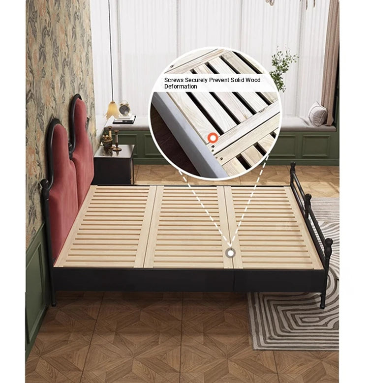 Elegant Ash Wood and Cherry Wood Upholstered Bed with Spacious Foam Mattress and Stylish Storage Drawers hsxz-2160