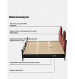 Elegant Ash Wood and Cherry Wood Upholstered Bed with Spacious Foam Mattress and Stylish Storage Drawers hsxz-2160
