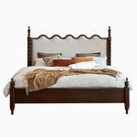 Elegant Red Oak Solid Wood Bed with Suede and Foam Comfort - Modern Multi-Layer Design for Stylish Bedrooms hsxz-2162