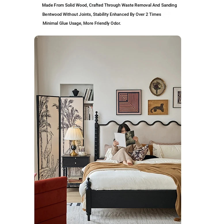 Elegant Red Oak Solid Wood Bed with Suede and Foam Comfort - Modern Multi-Layer Design for Stylish Bedrooms hsxz-2162