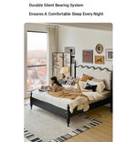 Elegant Red Oak Solid Wood Bed with Suede and Foam Comfort - Modern Multi-Layer Design for Stylish Bedrooms hsxz-2162