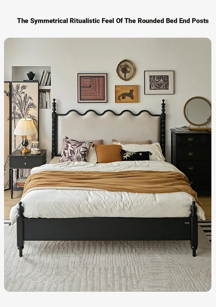 Elegant Red Oak Solid Wood Bed with Suede and Foam Comfort - Modern Multi-Layer Design for Stylish Bedrooms hsxz-2162