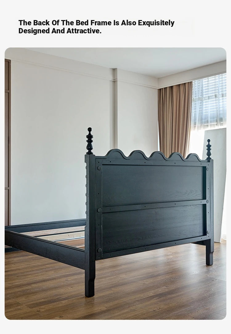 Elegant Red Oak Solid Wood Bed with Suede and Foam Comfort - Modern Multi-Layer Design for Stylish Bedrooms hsxz-2162