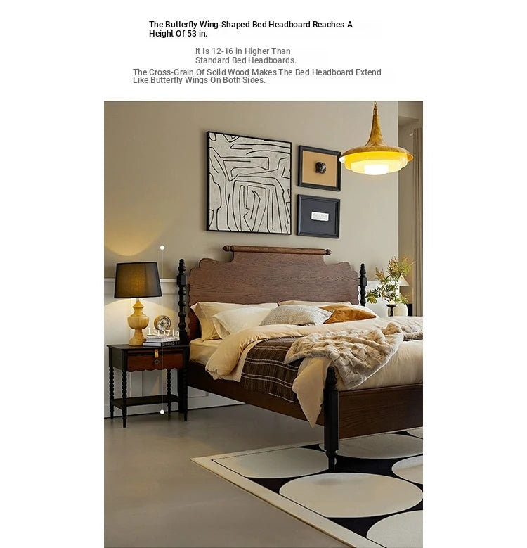 Elegant Solid Red Oak Bed Frame - Sturdy Design with Long Planks, No Splicing for Ultimate Comfort hsxz-2163