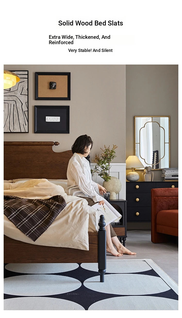 Elegant Solid Red Oak Bed Frame - Sturdy Design with Long Planks, No Splicing for Ultimate Comfort hsxz-2163