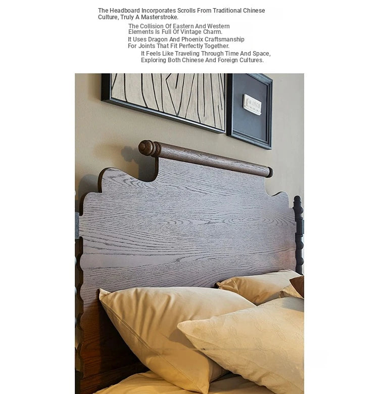 Elegant Solid Red Oak Bed Frame - Sturdy Design with Long Planks, No Splicing for Ultimate Comfort hsxz-2163