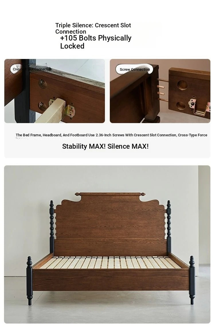 Elegant Solid Red Oak Bed Frame - Sturdy Design with Long Planks, No Splicing for Ultimate Comfort hsxz-2163