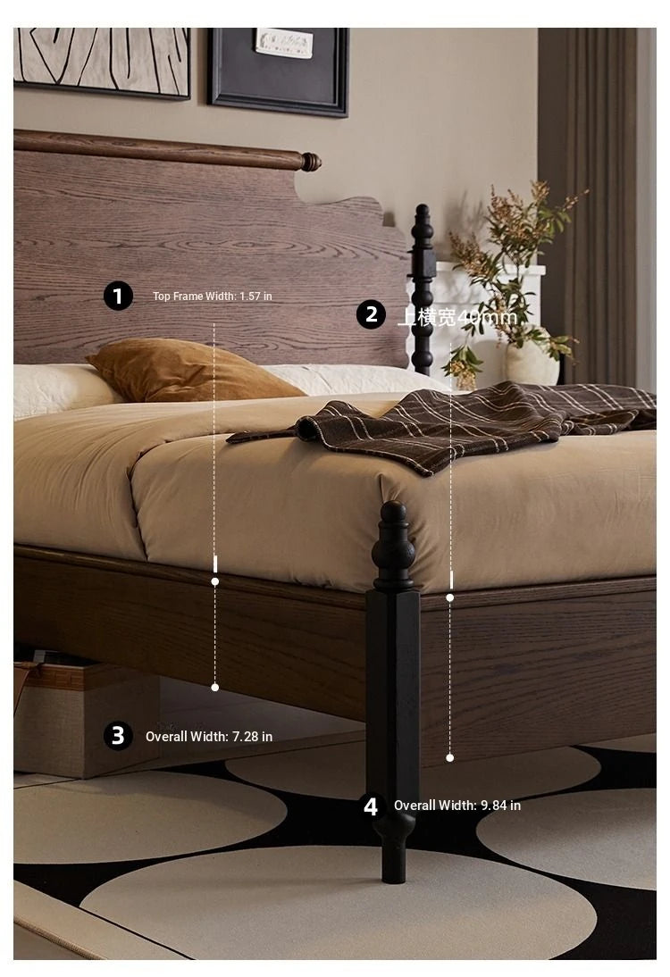 Elegant Solid Red Oak Bed Frame - Sturdy Design with Long Planks, No Splicing for Ultimate Comfort hsxz-2163