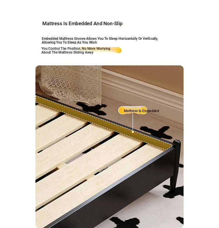 Elegant Black Bed Frame with Synthetic Leather Headboard and Foam Comfort – Multi-Layer Oak & Pine Construction hsxz-2164