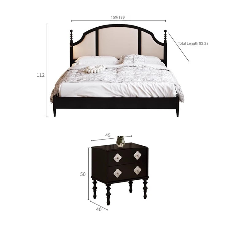 Elegant Black Bed Frame with Synthetic Leather Headboard and Foam Comfort – Multi-Layer Oak & Pine Construction hsxz-2164