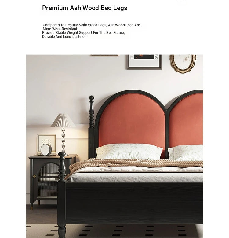 Stylish Pile Fabric Bed with Elegant Ash Wood Frame - Cozy Foam and Pine Design for Ultimate Comfort hsxz-2166