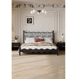 Elegant Scalloped Design Bed in Cotton-Ramie and Ash Wood – Stylish, Sturdy, and Comfortable Furniture for Your Bedroom hsxz-2167
