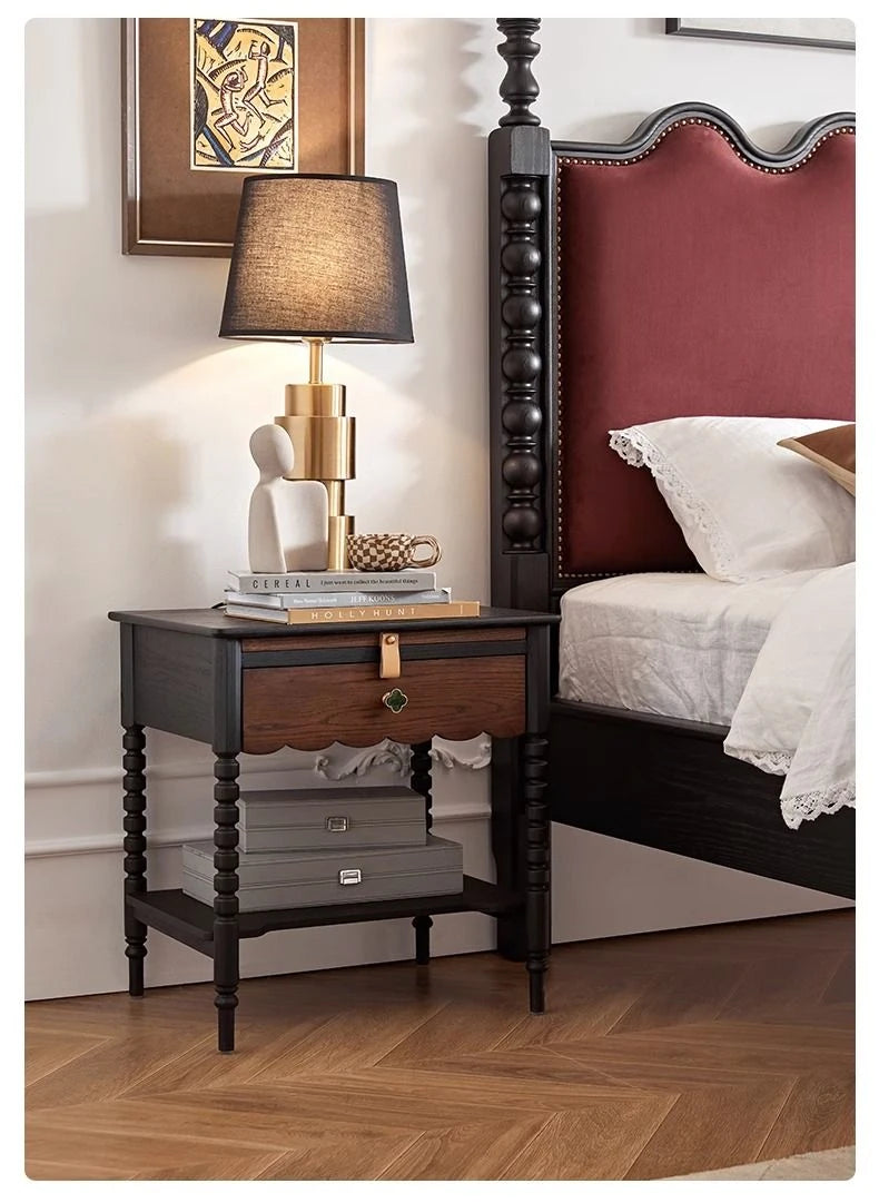 Stylish Red Oak Bedside Cupboard with Unique Design – Perfect for Your Living Room or Bedroom hsxz-2169