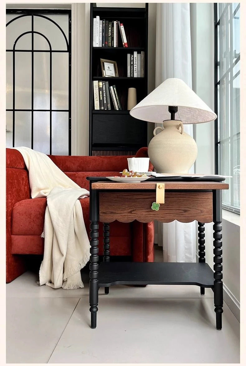 Stylish Red Oak Bedside Cupboard with Unique Design – Perfect for Your Living Room or Bedroom hsxz-2169