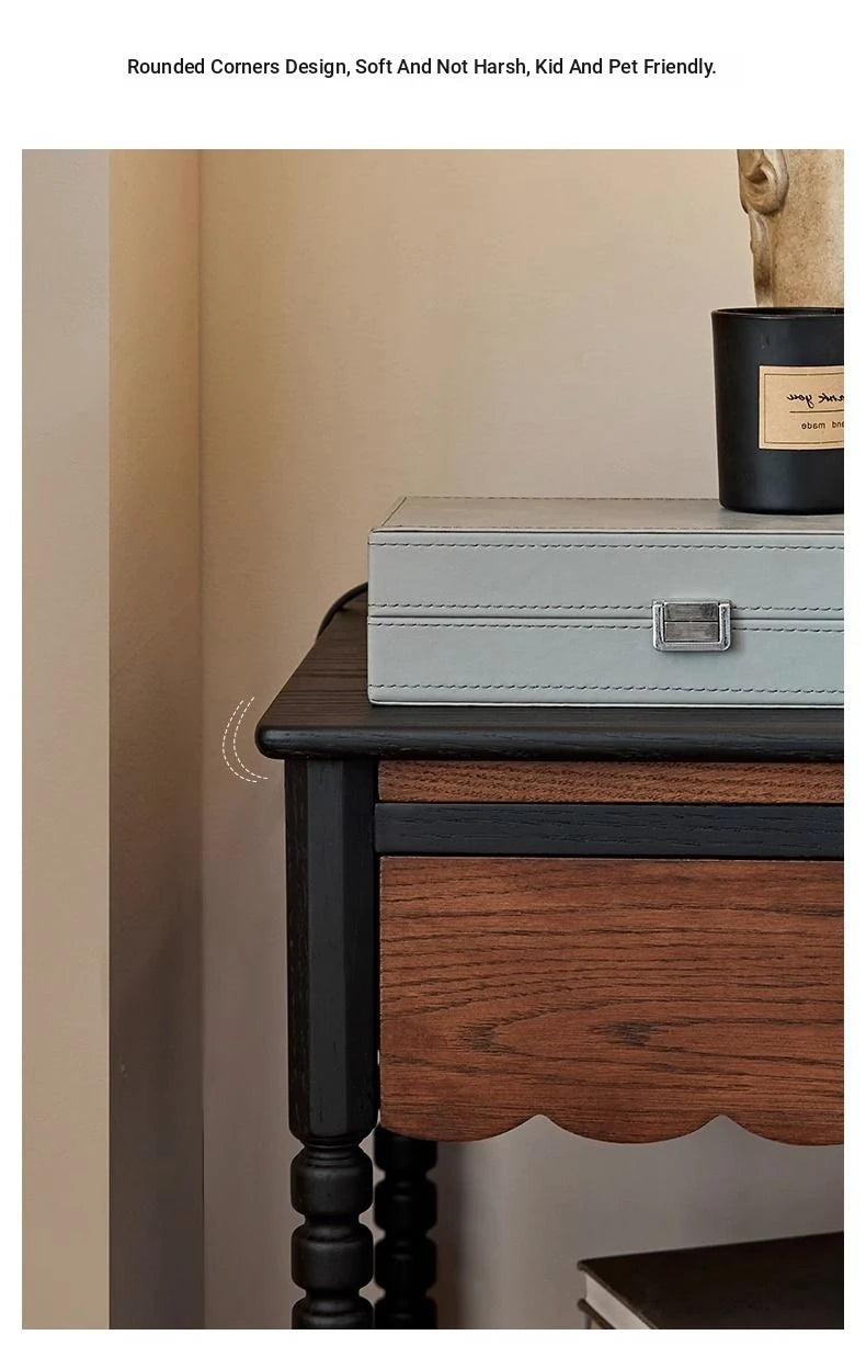 Stylish Red Oak Bedside Cupboard with Unique Design – Perfect for Your Living Room or Bedroom hsxz-2169