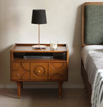 Stylish Solid Wood Bedside Cupboard with Multi-Layer and Metal Density Board, Perfect for Home Bedroom Decor hsxz-2170