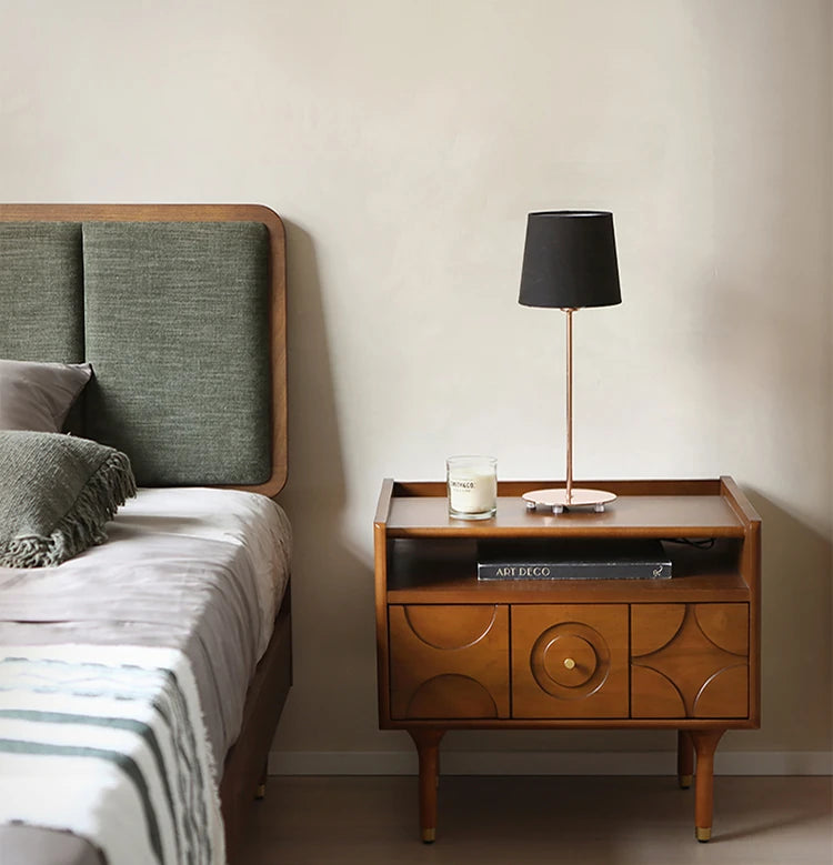 Stylish Solid Wood Bedside Cupboard with Multi-Layer and Metal Density Board, Perfect for Home Bedroom Decor hsxz-2170
