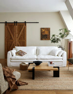 Elegant Linen Sofa with Plush Down and Silk Floss Cushions – Modern Comfort Design hsxz-2172