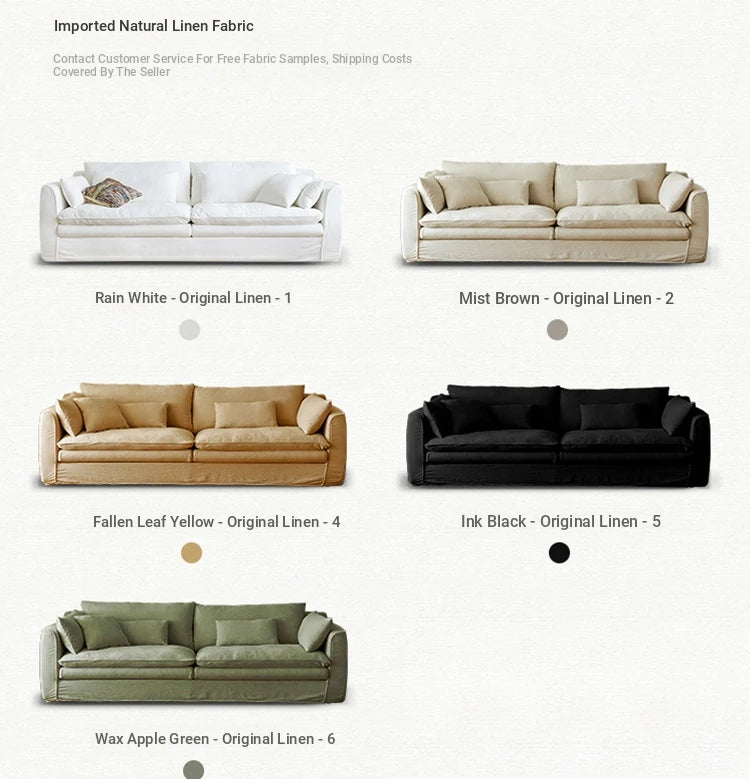 Elegant Linen Sofa with Plush Down and Silk Floss Cushions – Modern Comfort Design hsxz-2172