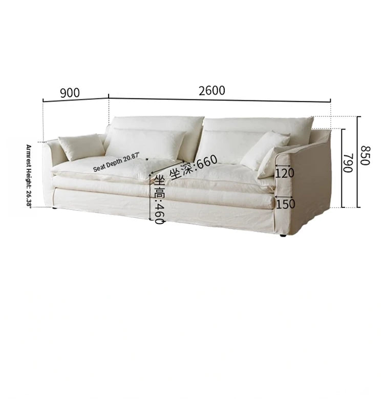 Elegant Linen Sofa with Plush Down and Silk Floss Cushions – Modern Comfort Design hsxz-2172