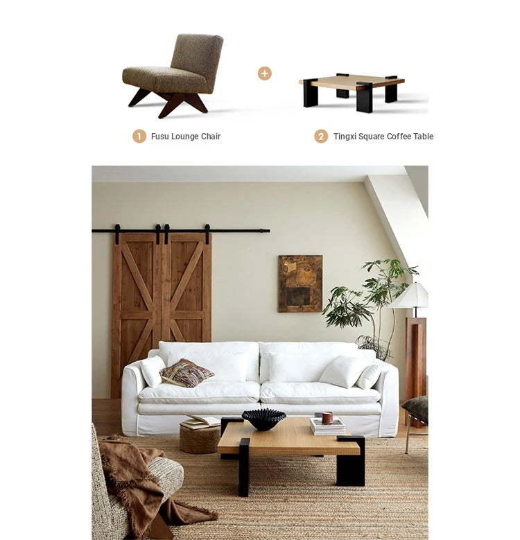 Elegant Linen Sofa with Plush Down and Silk Floss Cushions – Modern Comfort Design hsxz-2172